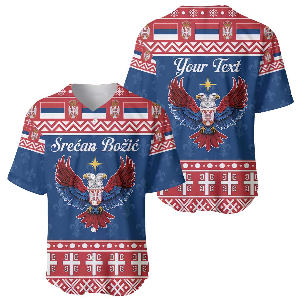 Personalized Serbia Christmas Eagle Baseball Jersey Srecan Bozic Tee - Wonder Print Shop