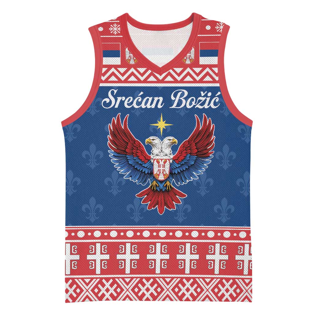 Personalized Serbia Christmas Eagle Basketball Jersey Srecan Bozic Tee - Wonder Print Shop