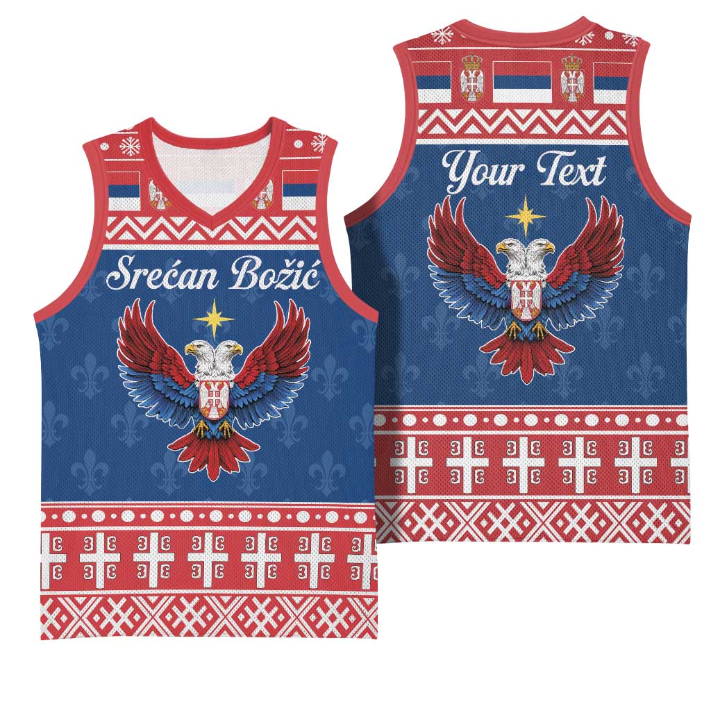 Personalized Serbia Christmas Eagle Basketball Jersey Srecan Bozic Tee - Wonder Print Shop