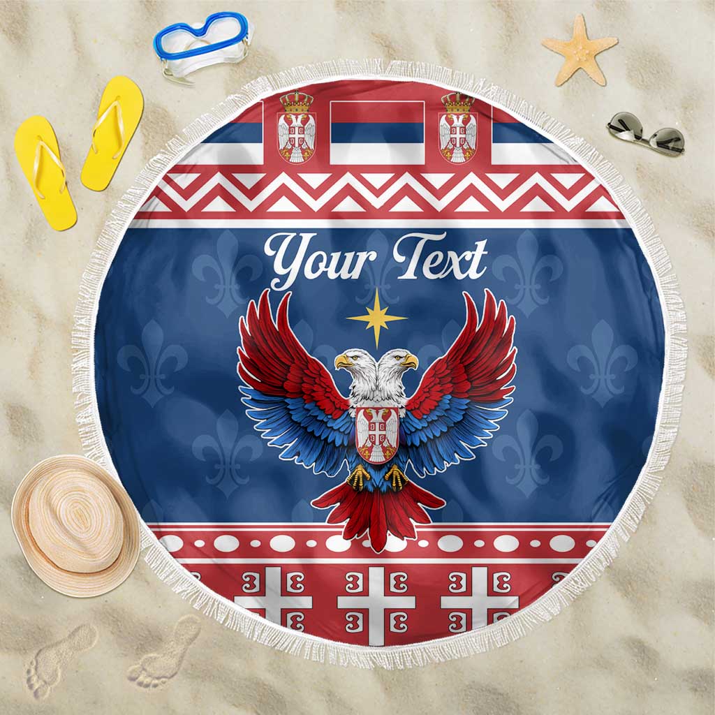 Personalized Serbia Christmas Eagle Beach Blanket Srecan Bozic Tee - Wonder Print Shop