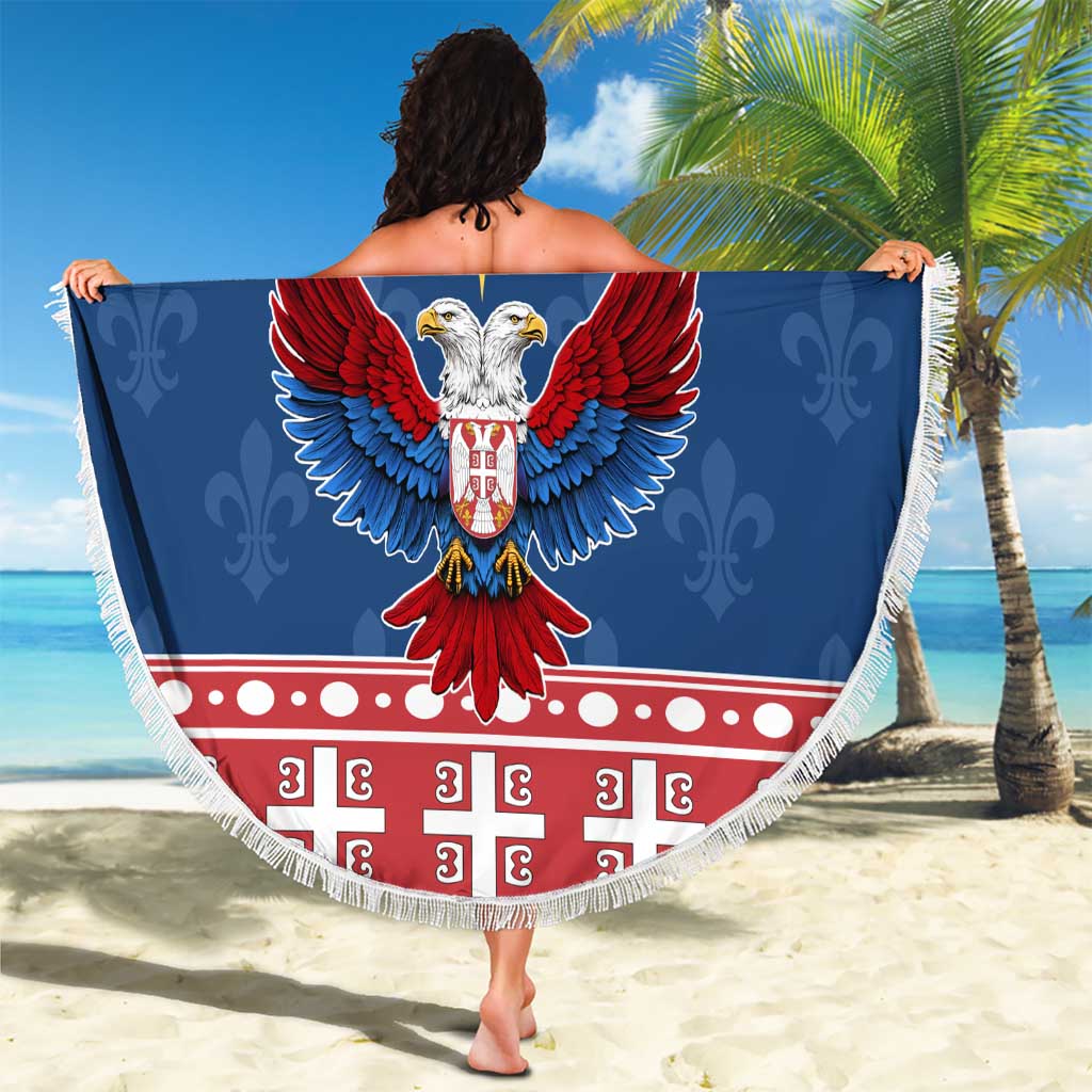 Personalized Serbia Christmas Eagle Beach Blanket Srecan Bozic Tee - Wonder Print Shop