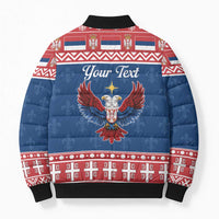 Personalized Serbia Christmas Eagle Bomber Puffer Jacket Srecan Bozic Tee - Wonder Print Shop