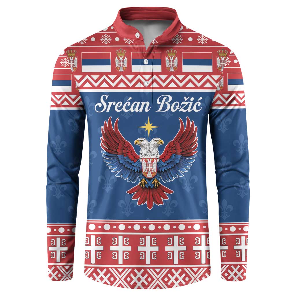 Personalized Serbia Christmas Eagle Button Sweatshirt Srecan Bozic Tee - Wonder Print Shop