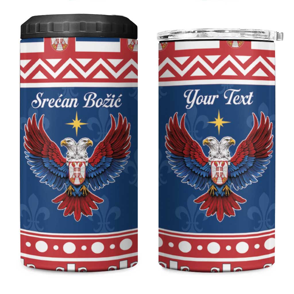 Personalized Serbia Christmas Eagle 4 in 1 Can Cooler Tumbler Srecan Bozic Tee - Wonder Print Shop