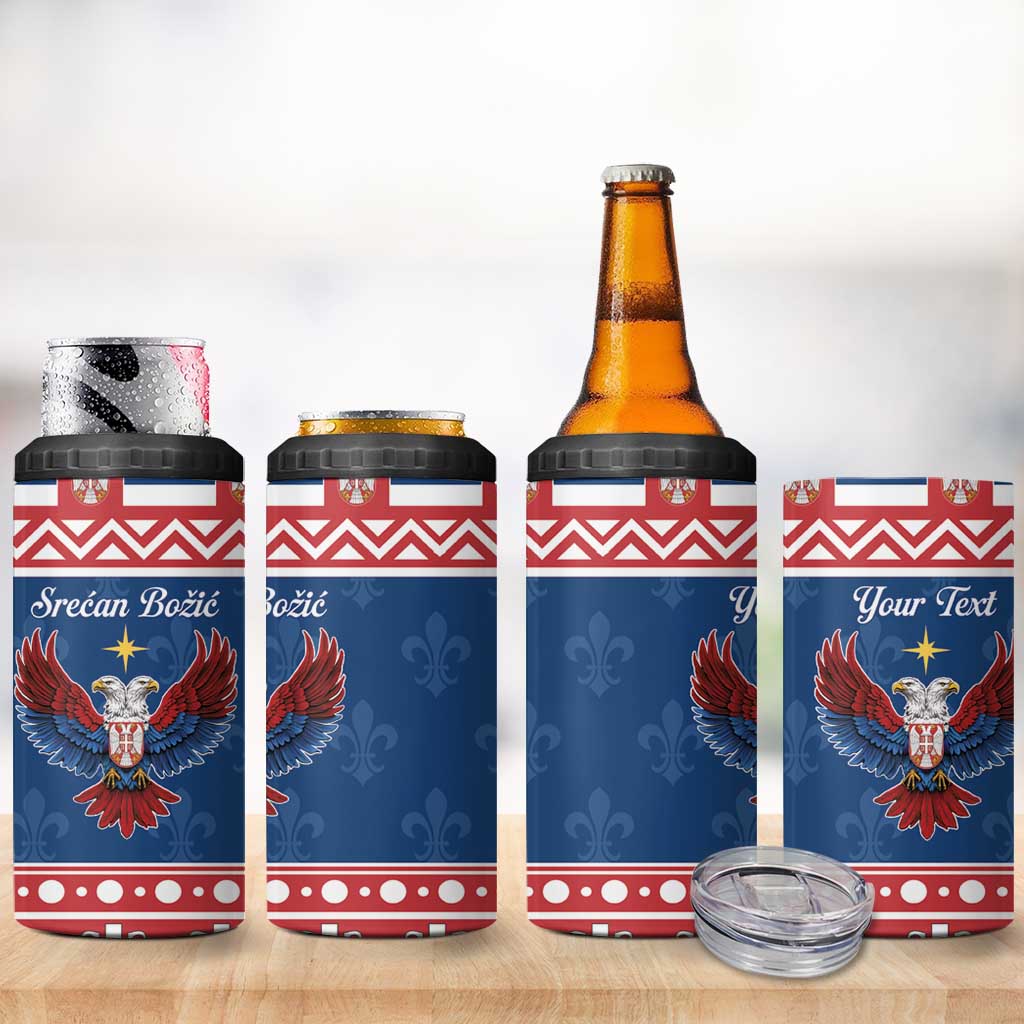 Personalized Serbia Christmas Eagle 4 in 1 Can Cooler Tumbler Srecan Bozic Tee - Wonder Print Shop