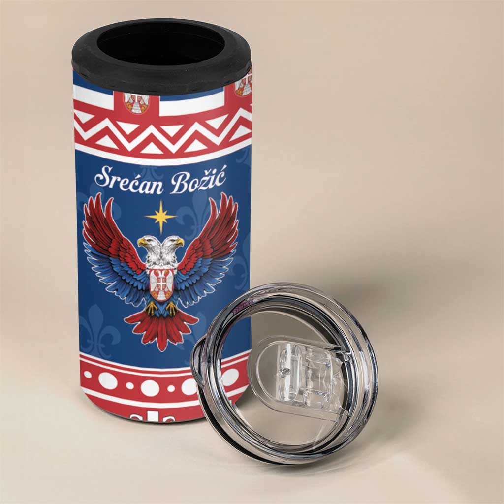 Personalized Serbia Christmas Eagle 4 in 1 Can Cooler Tumbler Srecan Bozic Tee - Wonder Print Shop