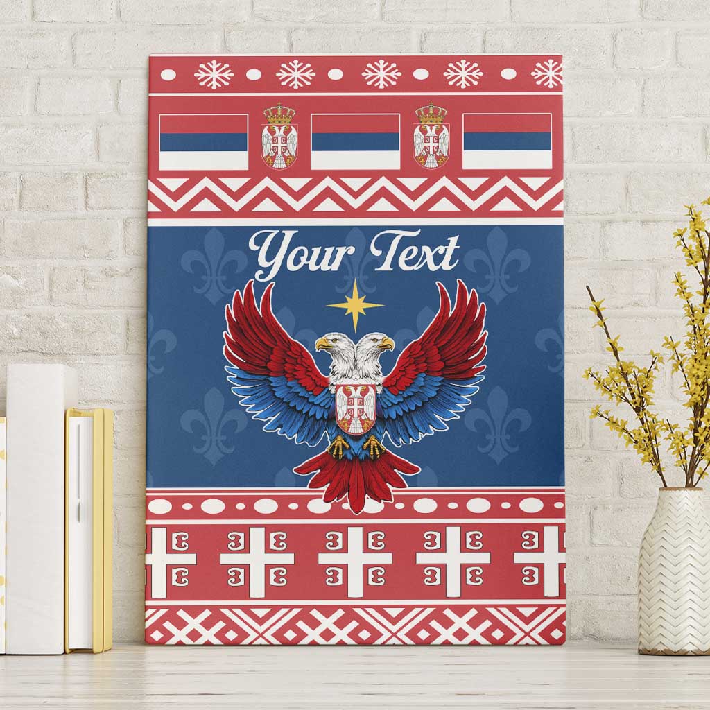 Personalized Serbia Christmas Eagle Canvas Wall Art Srecan Bozic Tee - Wonder Print Shop