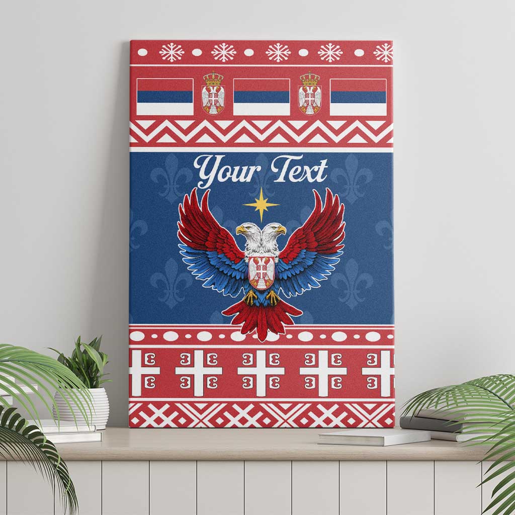 Personalized Serbia Christmas Eagle Canvas Wall Art Srecan Bozic Tee - Wonder Print Shop