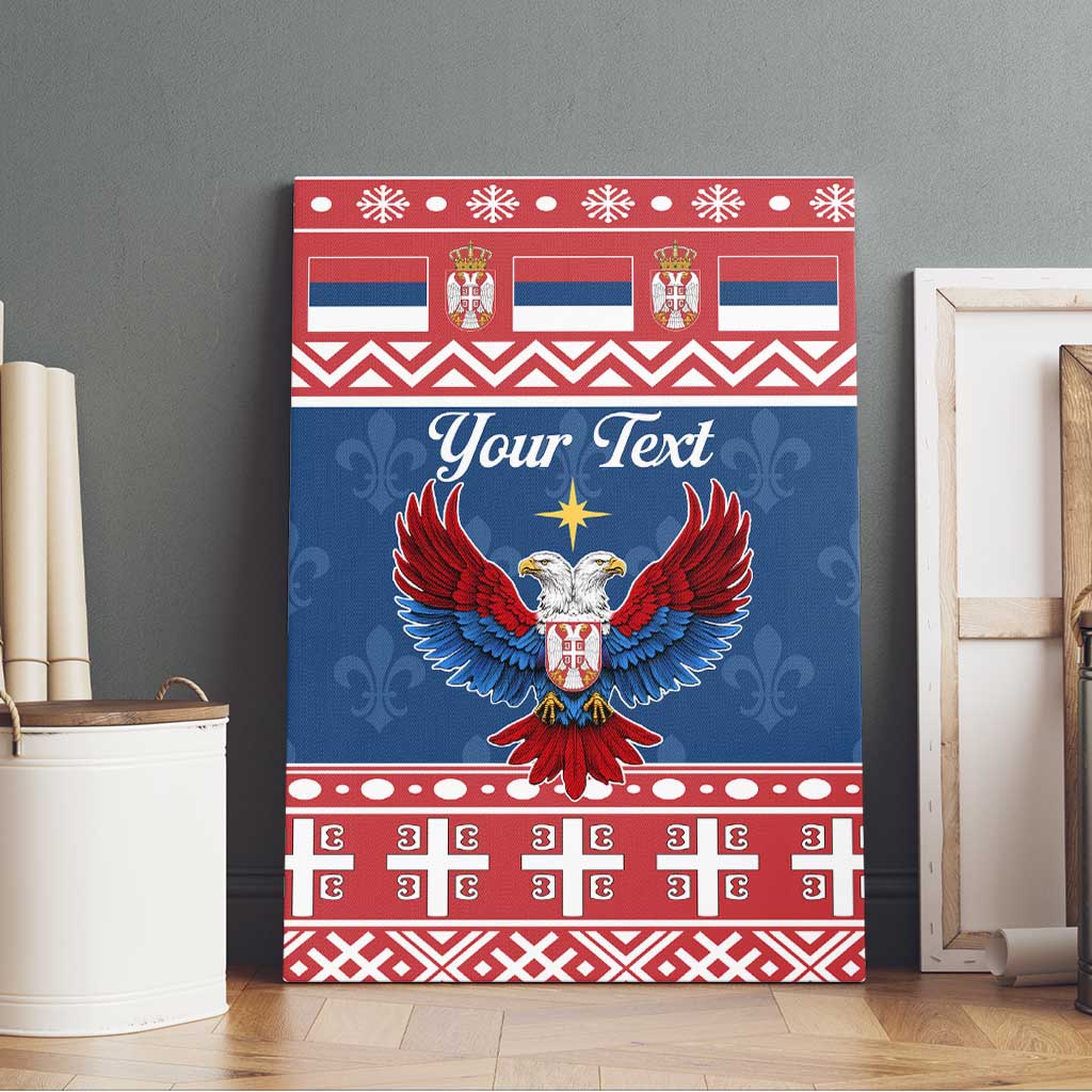 Personalized Serbia Christmas Eagle Canvas Wall Art Srecan Bozic Tee - Wonder Print Shop