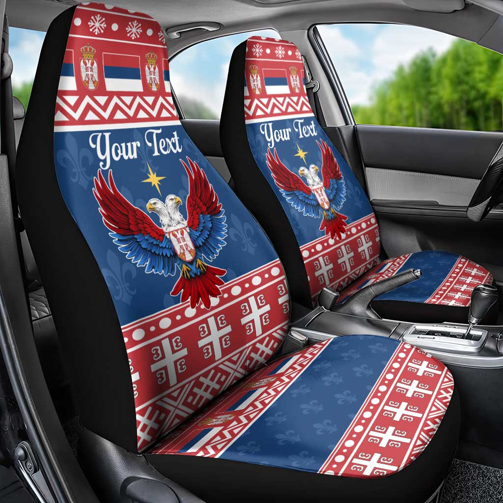 Personalized Serbia Christmas Eagle Car Seat Cover Srecan Bozic Tee - Wonder Print Shop