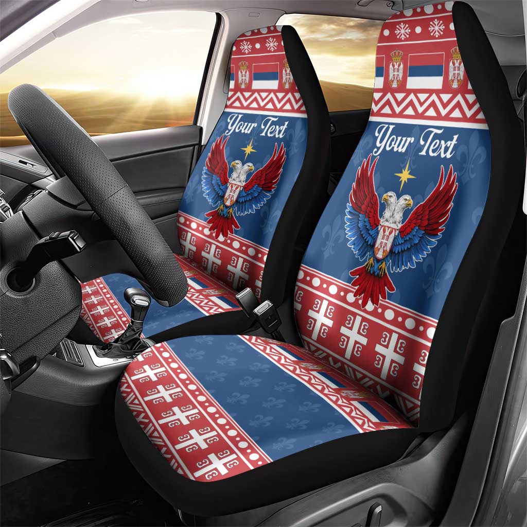 Personalized Serbia Christmas Eagle Car Seat Cover Srecan Bozic Tee - Wonder Print Shop