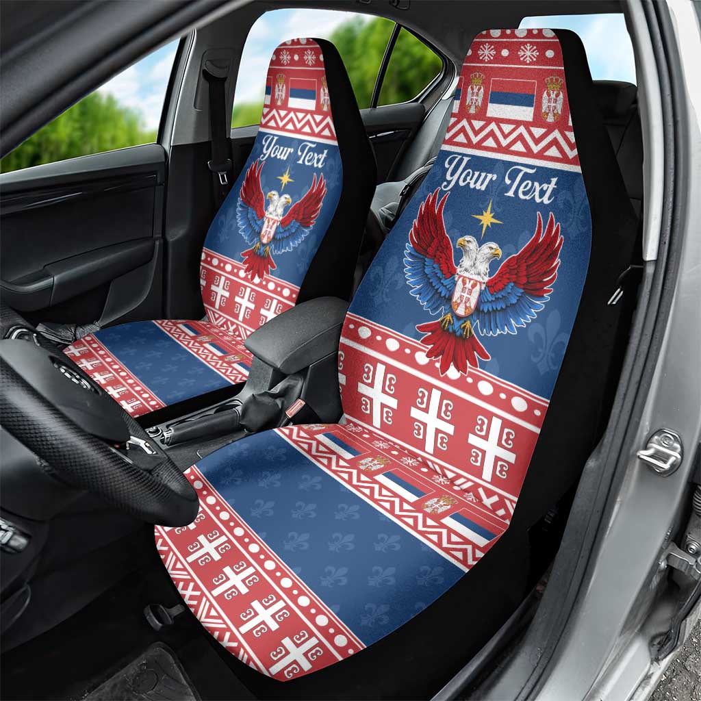 Personalized Serbia Christmas Eagle Car Seat Cover Srecan Bozic Tee - Wonder Print Shop