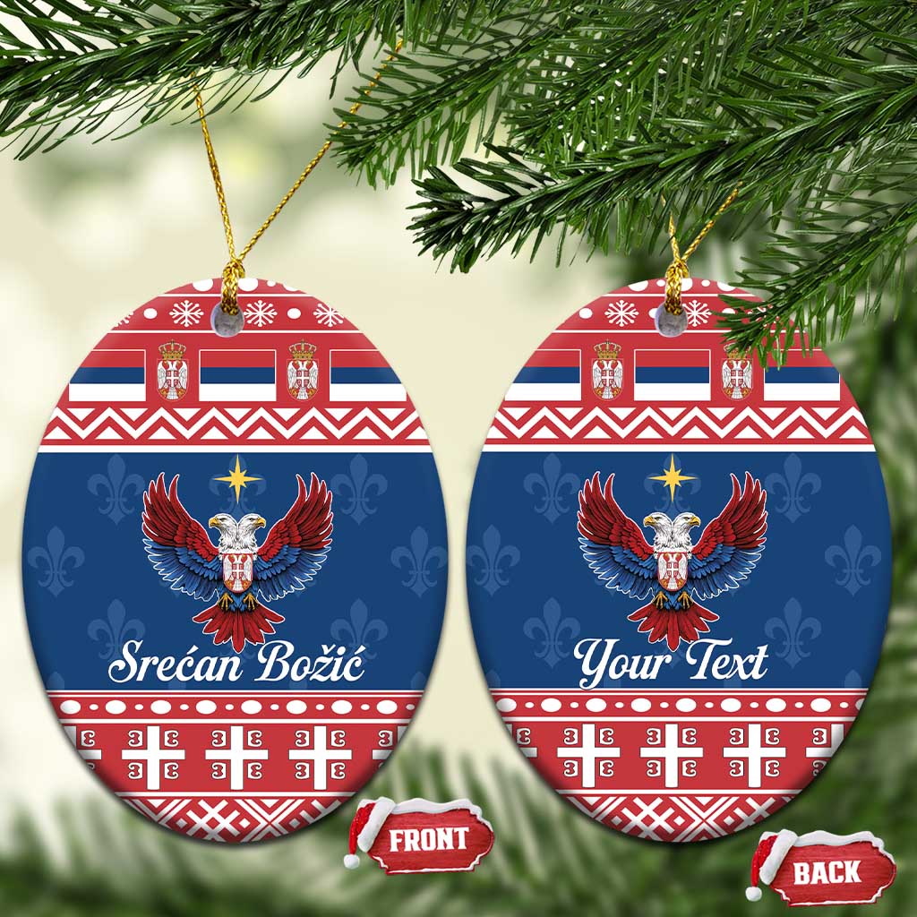 Personalized Serbia Christmas Eagle Ceramic Ornament Srecan Bozic Tee - Wonder Print Shop