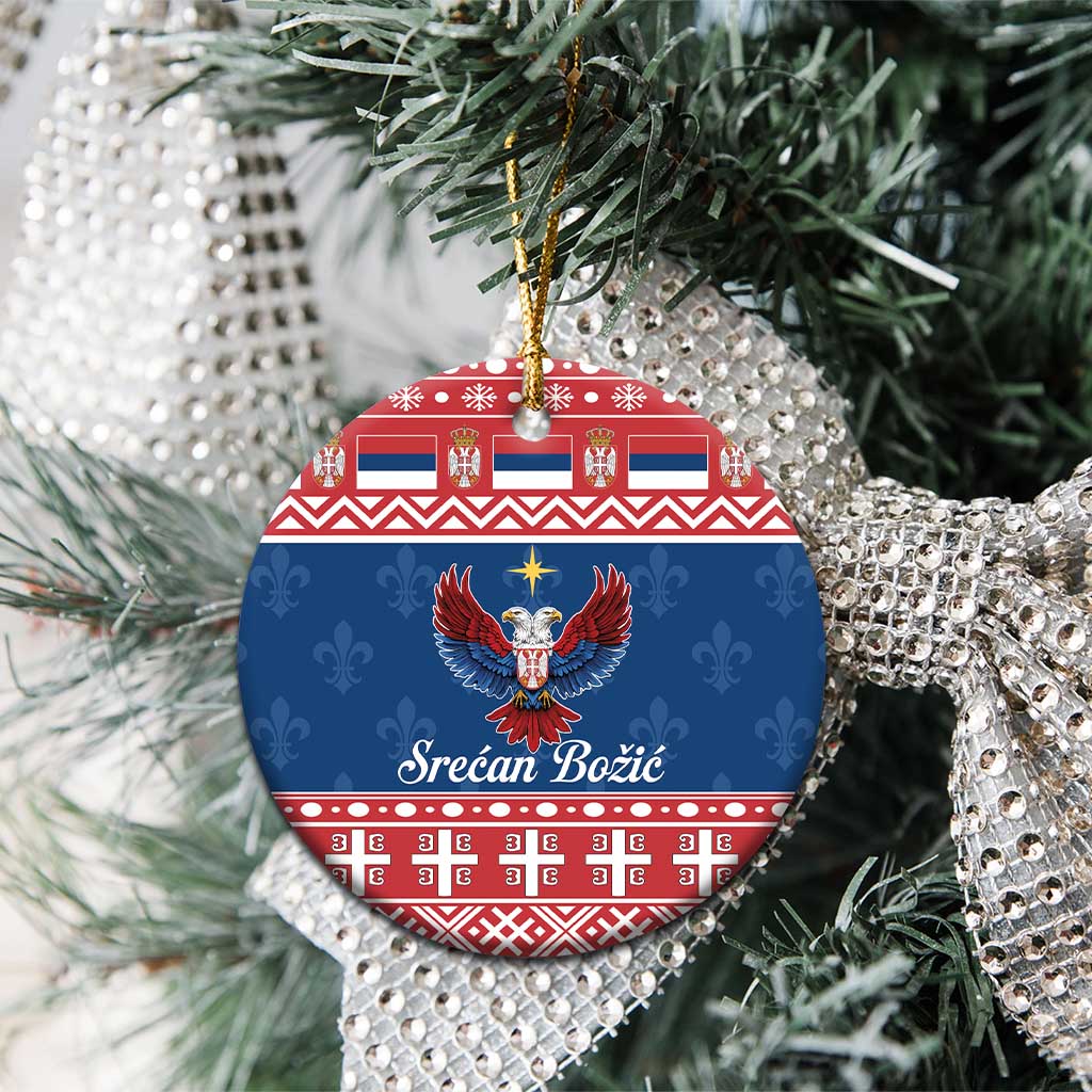 Personalized Serbia Christmas Eagle Ceramic Ornament Srecan Bozic Tee - Wonder Print Shop