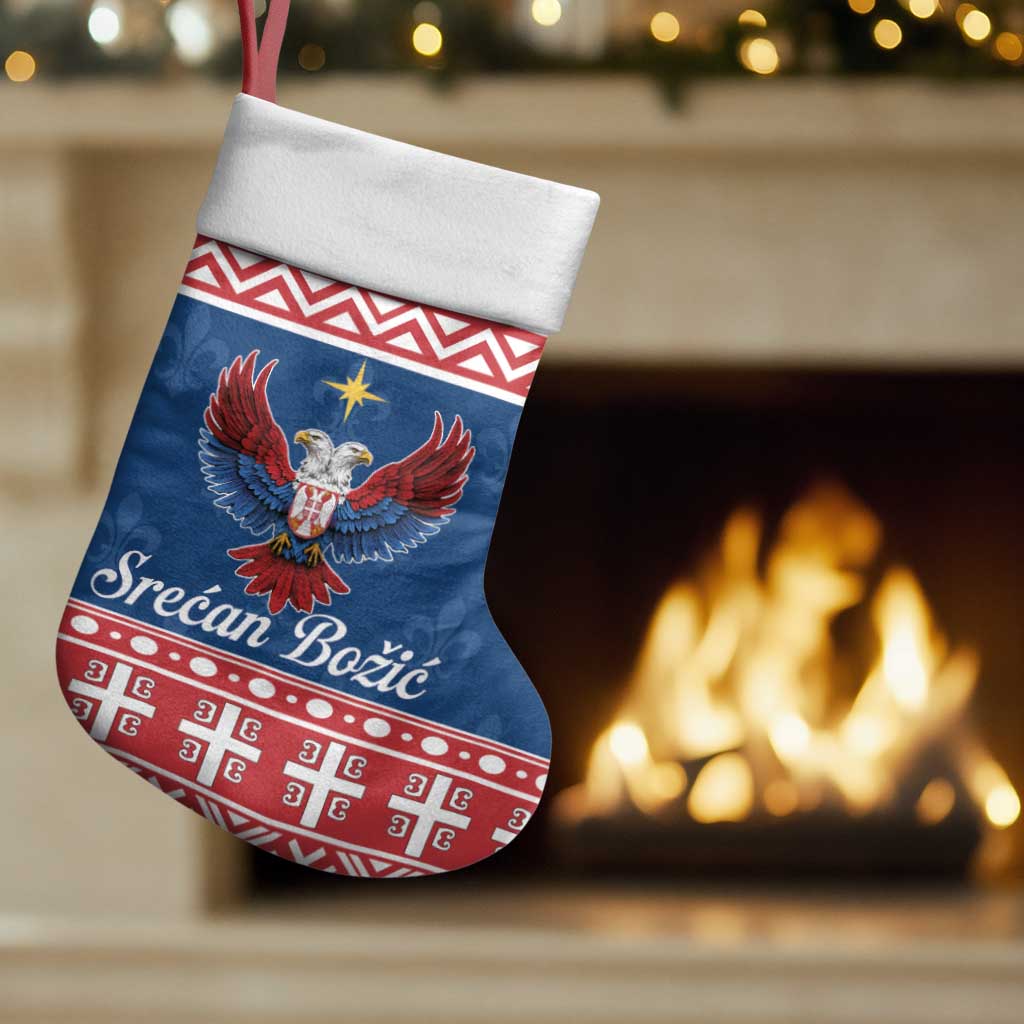 Personalized Serbia Christmas Eagle Christmas Stocking Srecan Bozic Tee - Wonder Print Shop