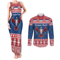 Personalized Serbia Christmas Eagle Couples Matching Tank Maxi Dress and Long Sleeve Button Shirt Srecan Bozic Tee - Wonder Print Shop