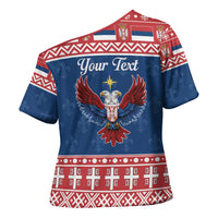 Personalized Serbia Christmas Eagle Cross Shoulder Shirt Srecan Bozic Tee - Wonder Print Shop