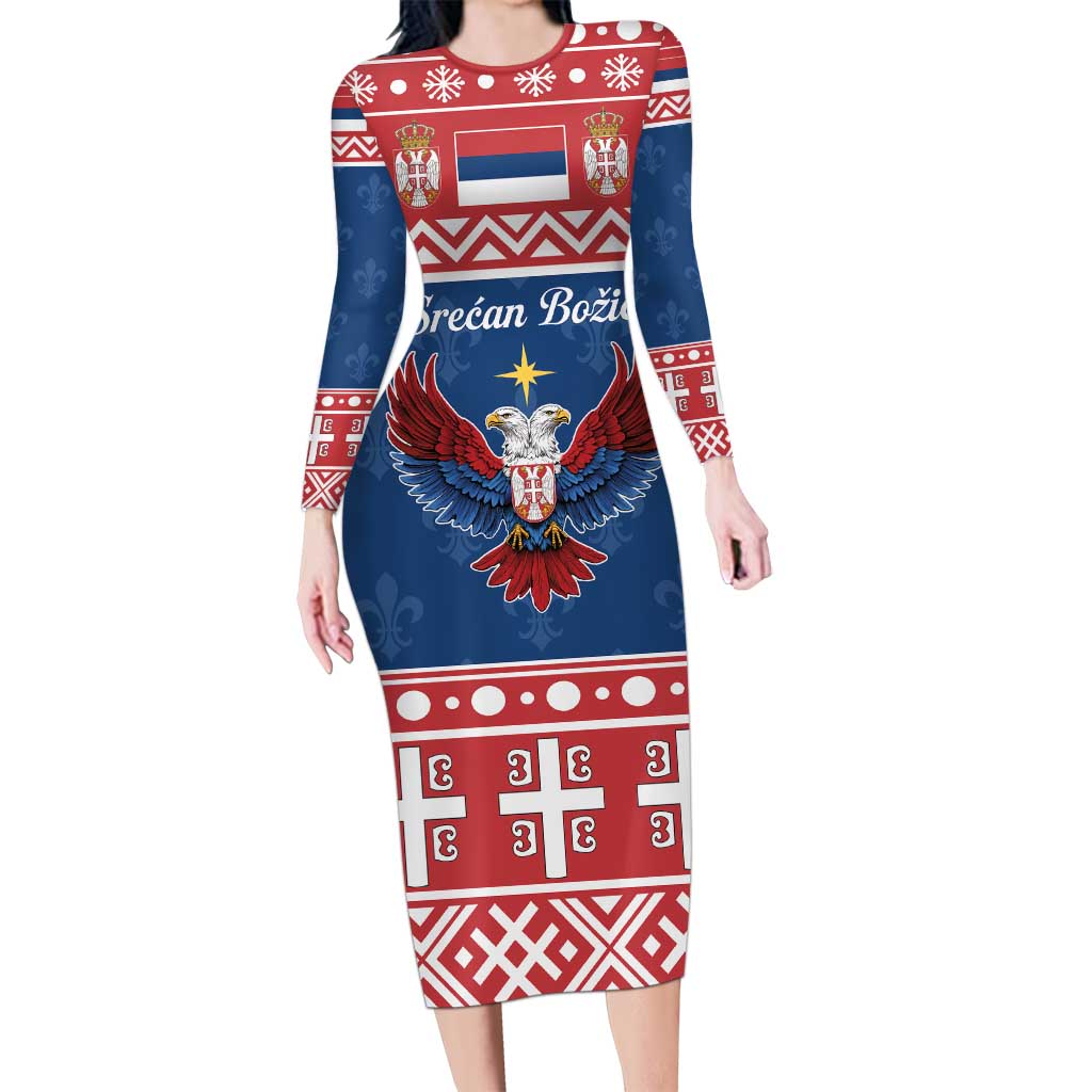 Personalized Serbia Christmas Eagle Family Matching Long Sleeve Bodycon Dress and Hawaiian Shirt Srecan Bozic Tee - Wonder Print Shop