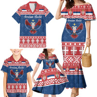 Personalized Serbia Christmas Eagle Family Matching Mermaid Dress and Hawaiian Shirt Srecan Bozic Tee - Wonder Print Shop