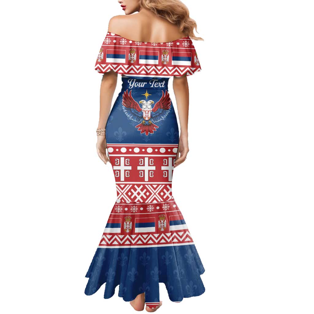 Personalized Serbia Christmas Eagle Family Matching Mermaid Dress and Hawaiian Shirt Srecan Bozic Tee - Wonder Print Shop