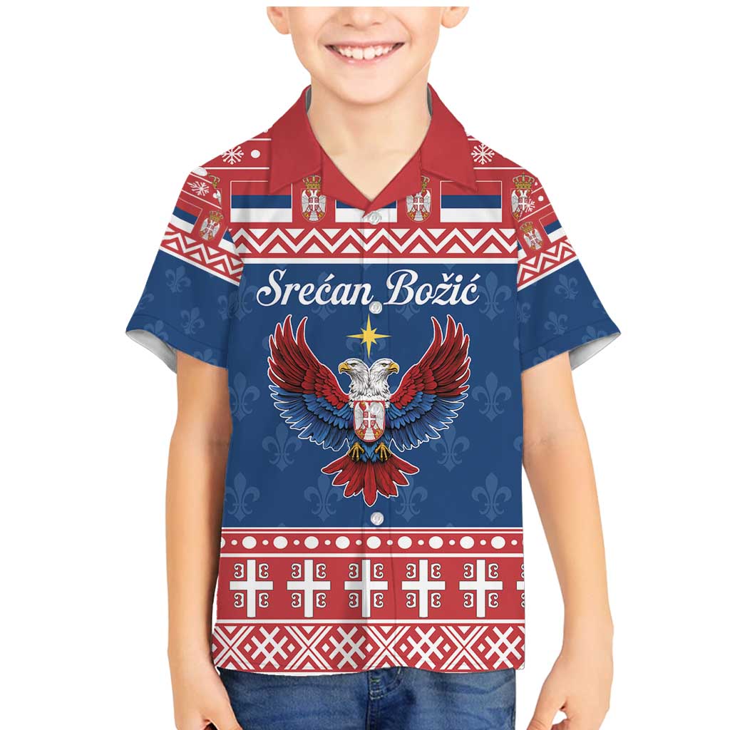 Personalized Serbia Christmas Eagle Family Matching Mermaid Dress and Hawaiian Shirt Srecan Bozic Tee - Wonder Print Shop