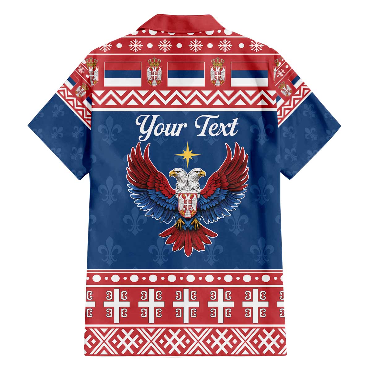 Personalized Serbia Christmas Eagle Family Matching Off The Shoulder Long Sleeve Dress and Hawaiian Shirt Srecan Bozic Tee - Wonder Print Shop