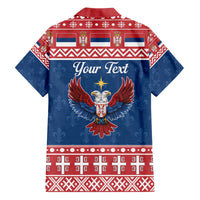 Personalized Serbia Christmas Eagle Family Matching Off The Shoulder Long Sleeve Dress and Hawaiian Shirt Srecan Bozic Tee - Wonder Print Shop