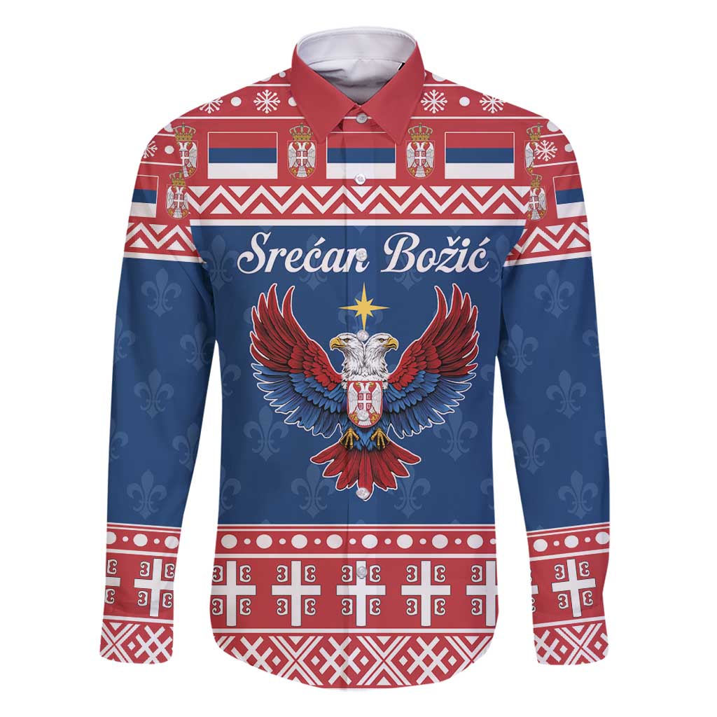 Personalized Serbia Christmas Eagle Family Matching Off Shoulder Short Dress and Hawaiian Shirt Srecan Bozic Tee - Wonder Print Shop