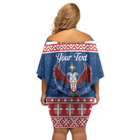 Personalized Serbia Christmas Eagle Family Matching Off Shoulder Short Dress and Hawaiian Shirt Srecan Bozic Tee - Wonder Print Shop