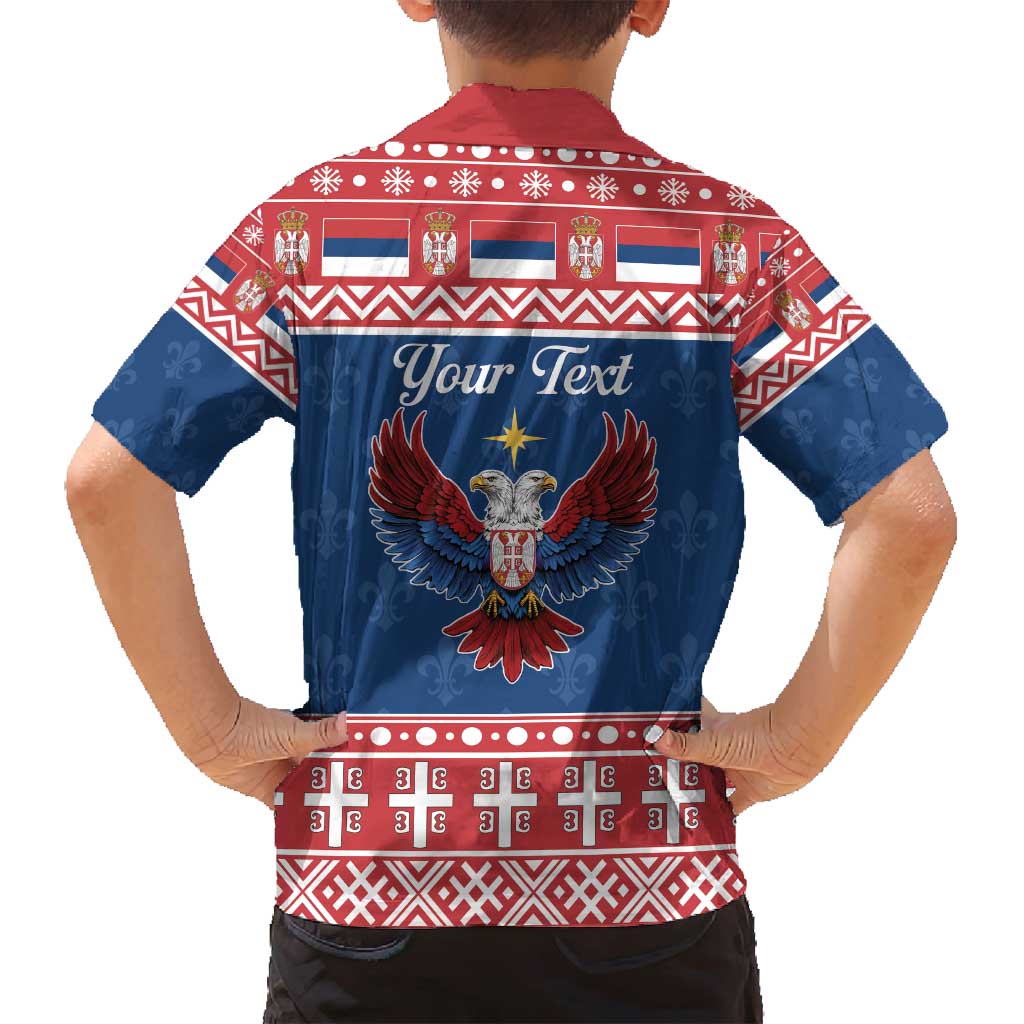 Personalized Serbia Christmas Eagle Family Matching Puletasi and Hawaiian Shirt Srecan Bozic Tee - Wonder Print Shop