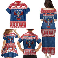 Personalized Serbia Christmas Eagle Family Matching Puletasi and Hawaiian Shirt Srecan Bozic Tee - Wonder Print Shop