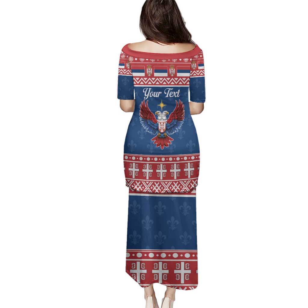 Personalized Serbia Christmas Eagle Family Matching Puletasi and Hawaiian Shirt Srecan Bozic Tee - Wonder Print Shop