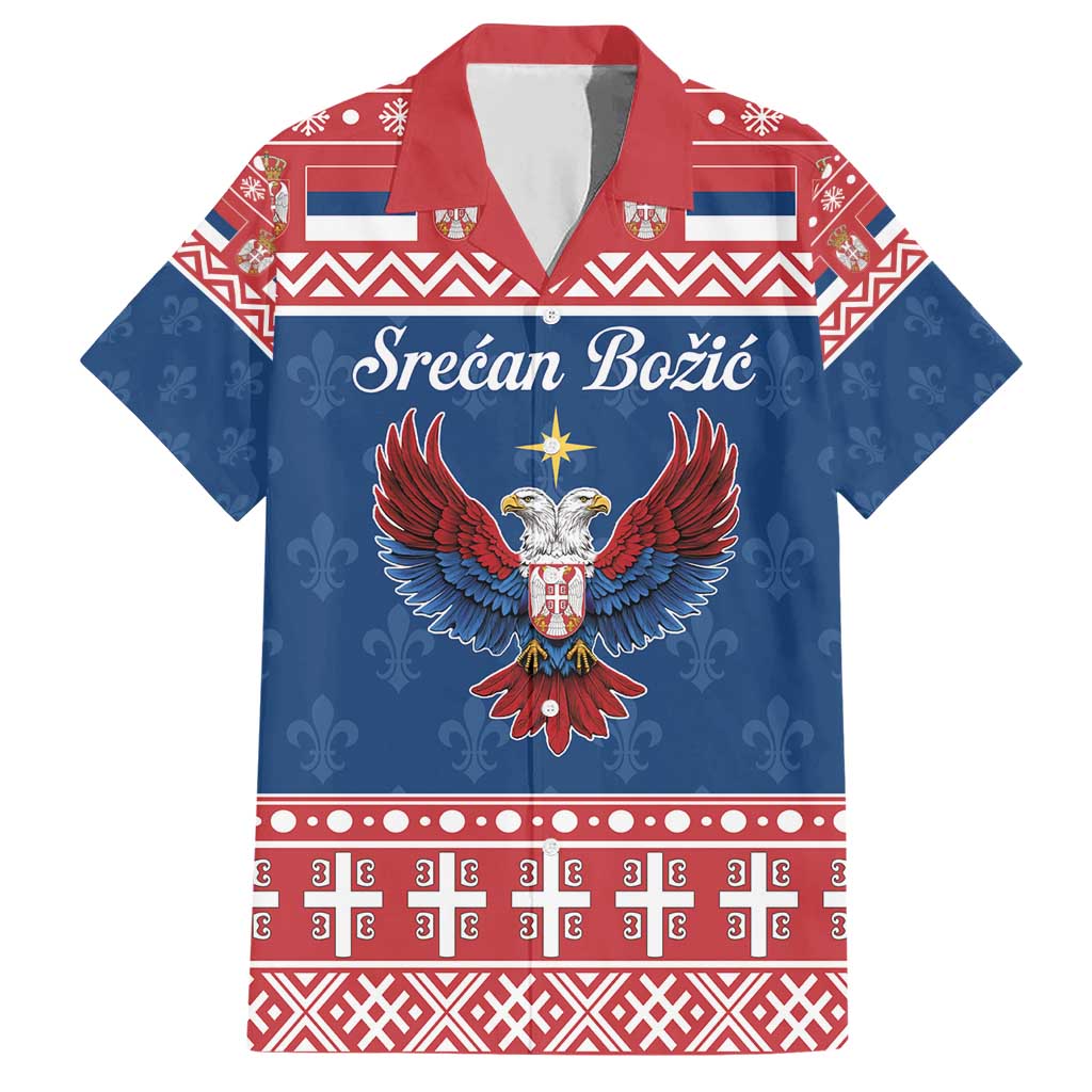 Personalized Serbia Christmas Eagle Family Matching Short Sleeve Bodycon Dress and Hawaiian Shirt Srecan Bozic Tee - Wonder Print Shop