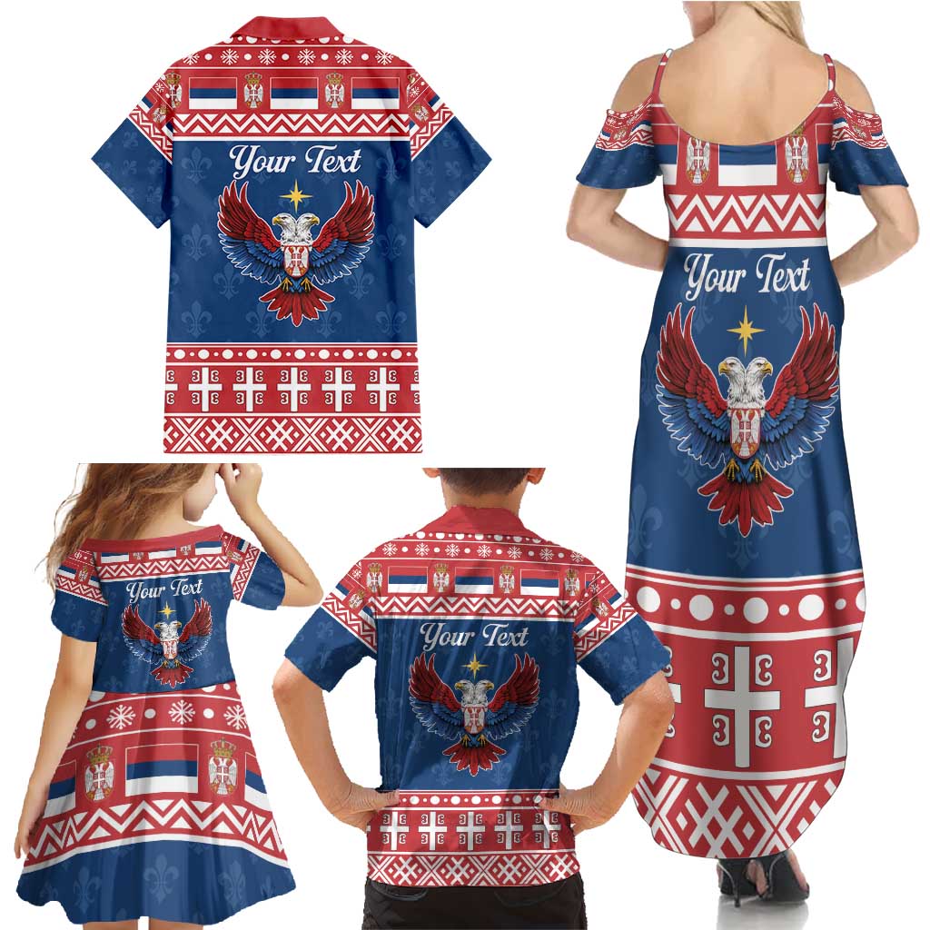 Personalized Serbia Christmas Eagle Family Matching Summer Maxi Dress and Hawaiian Shirt Srecan Bozic Tee - Wonder Print Shop