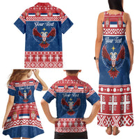 Personalized Serbia Christmas Eagle Family Matching Tank Maxi Dress and Hawaiian Shirt Srecan Bozic Tee - Wonder Print Shop