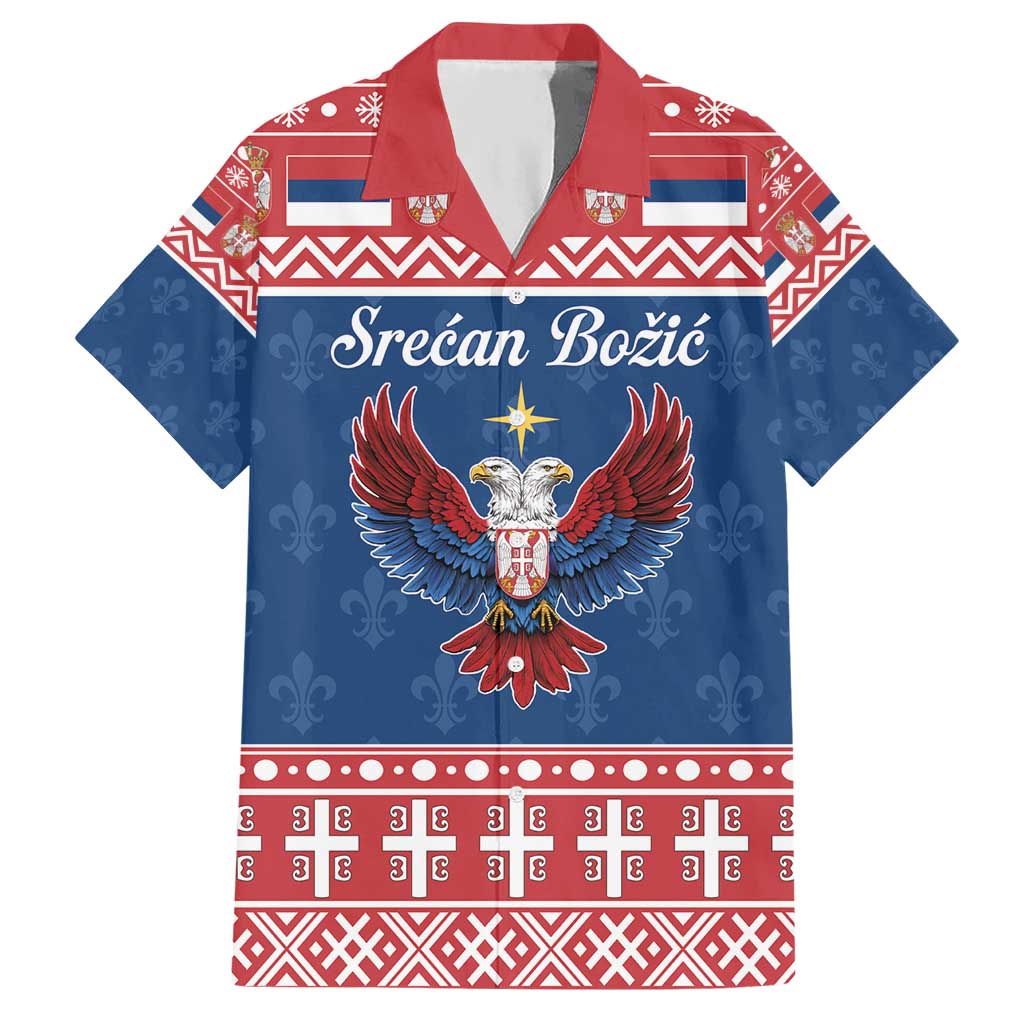 Personalized Serbia Christmas Eagle Hawaiian Shirt Srecan Bozic Tee - Wonder Print Shop