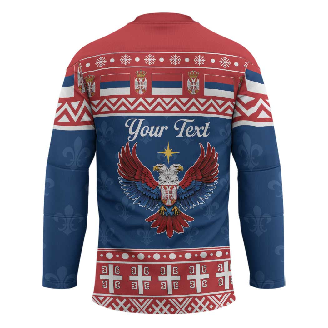 Personalized Serbia Christmas Eagle Hockey Jersey Srecan Bozic Tee - Wonder Print Shop