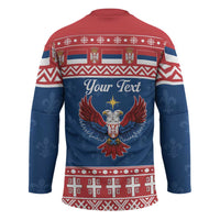 Personalized Serbia Christmas Eagle Hockey Jersey Srecan Bozic Tee - Wonder Print Shop