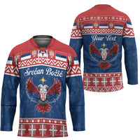 Personalized Serbia Christmas Eagle Hockey Jersey Srecan Bozic Tee - Wonder Print Shop