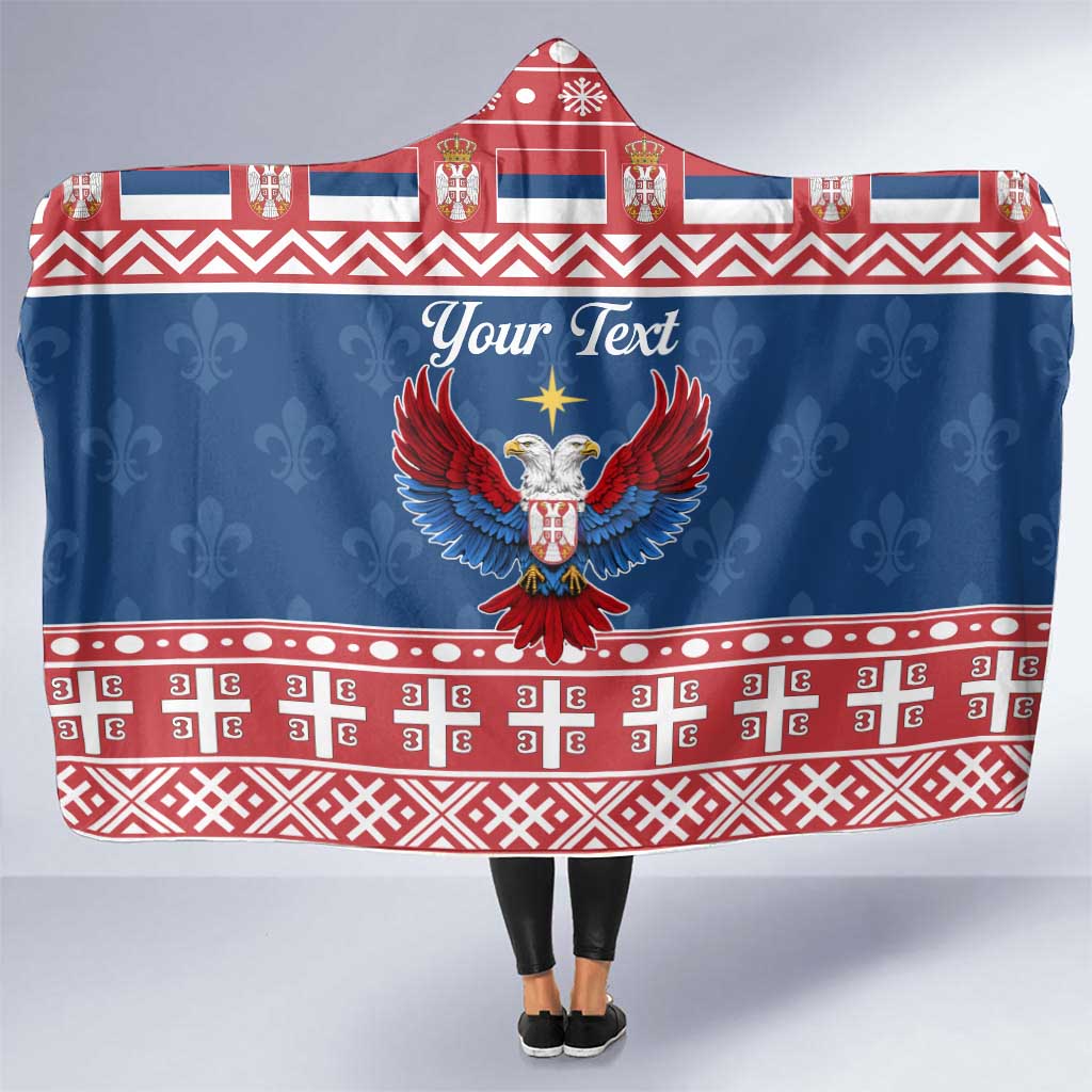 Personalized Serbia Christmas Eagle Hooded Blanket Srecan Bozic Tee - Wonder Print Shop