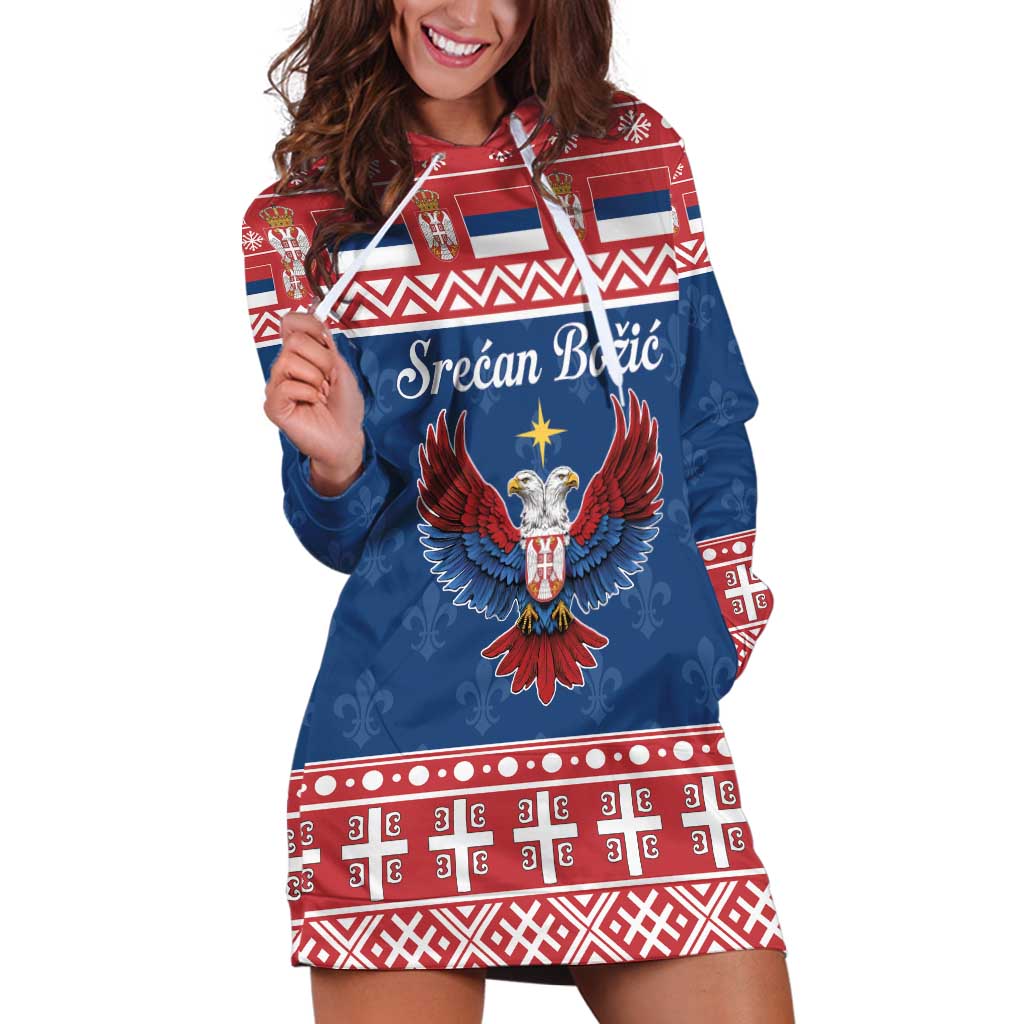 Personalized Serbia Christmas Eagle Hoodie Dress Srecan Bozic Tee - Wonder Print Shop