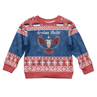 Personalized Serbia Christmas Eagle Kid Ugly Christmas Sweater Srecan Bozic Tee - Wonder Print Shop