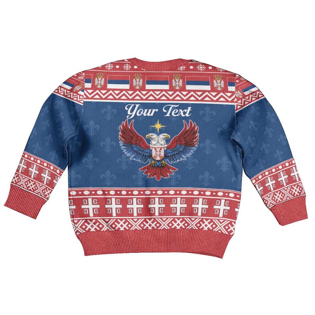 Personalized Serbia Christmas Eagle Kid Ugly Christmas Sweater Srecan Bozic Tee - Wonder Print Shop