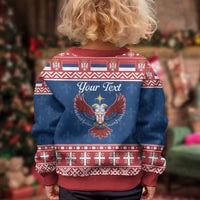 Personalized Serbia Christmas Eagle Kid Ugly Christmas Sweater Srecan Bozic Tee - Wonder Print Shop