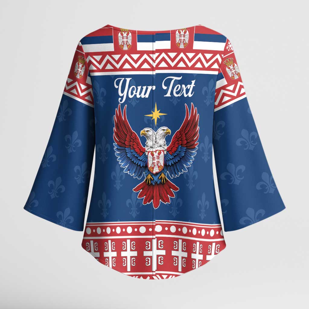 Personalized Serbia Christmas Eagle Kimono Sleeve Blouse Srecan Bozic Tee - Wonder Print Shop