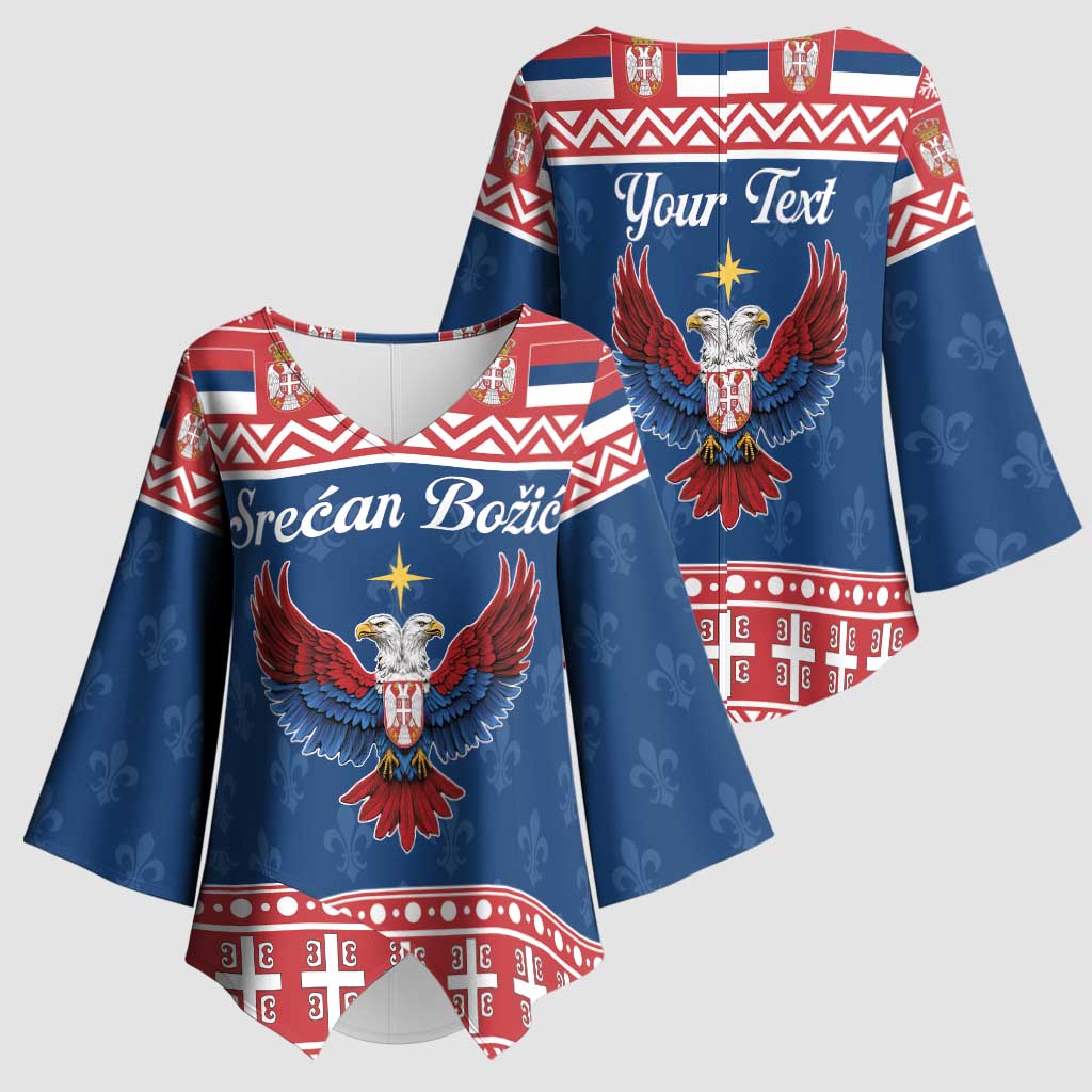 Personalized Serbia Christmas Eagle Kimono Sleeve Blouse Srecan Bozic Tee - Wonder Print Shop