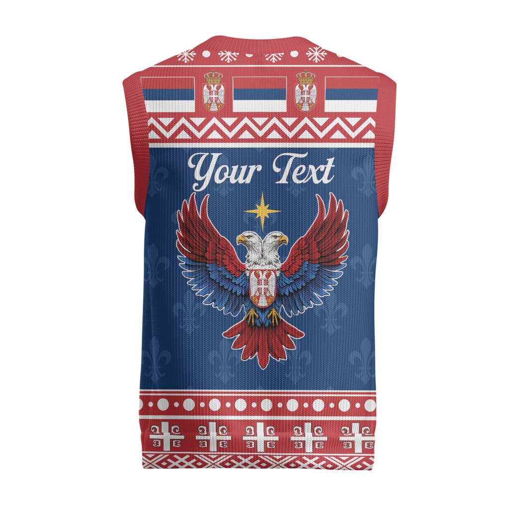 Personalized Serbia Christmas Eagle Christmas Knitted V-Neck Vest Srecan Bozic Tee - Wonder Print Shop