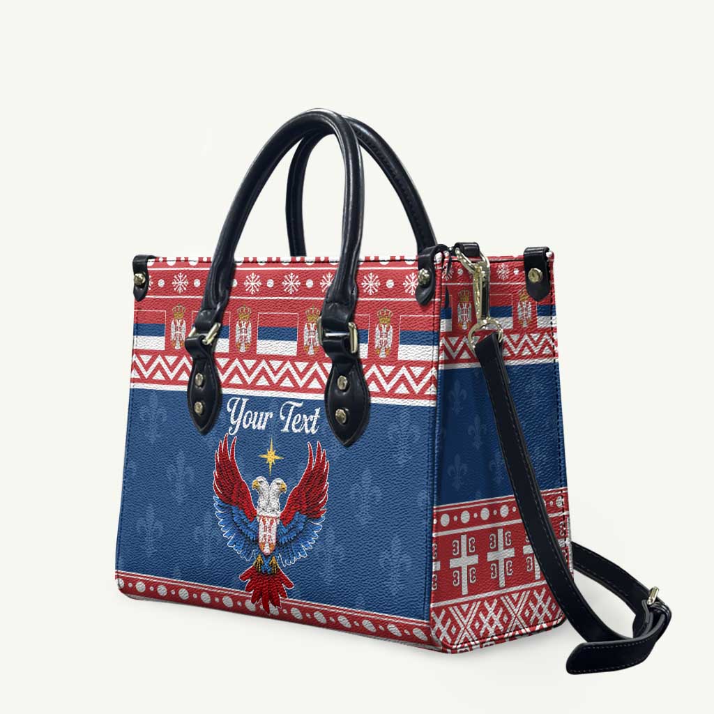 Personalized Serbia Christmas Eagle Leather Bag Srecan Bozic Tee - Wonder Print Shop