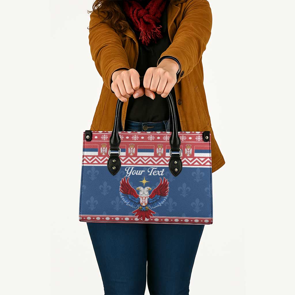 Personalized Serbia Christmas Eagle Leather Bag Srecan Bozic Tee - Wonder Print Shop