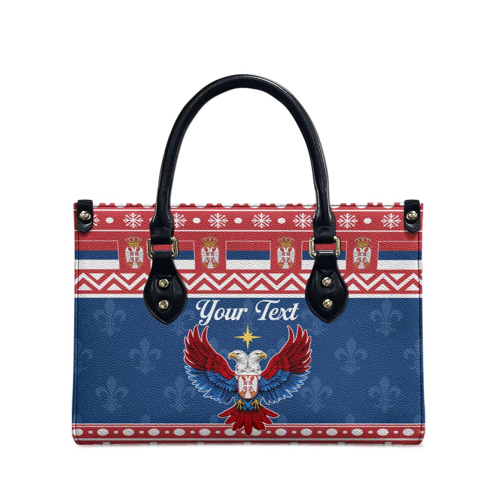 Personalized Serbia Christmas Eagle Leather Bag Srecan Bozic Tee - Wonder Print Shop